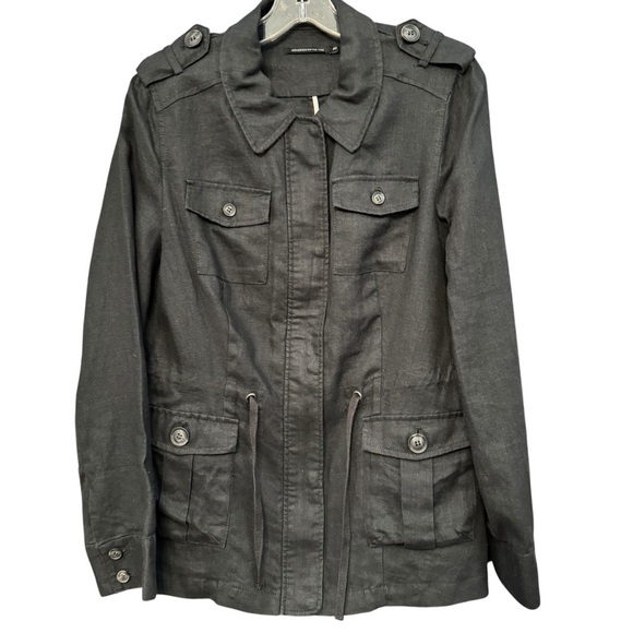 Monoprix Autre Ton Linen Utility Jacket Black Women’s 40 (M) - Picture 1 of 7